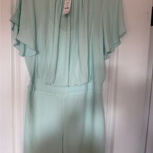 White House Black Market Light Green Jumpsuit